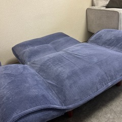 ネイビー [コーデュロイソファ 1人掛け オットマンセット Qooliss（クーリス） ネイビー]の画像