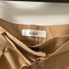 AubeL ベージュ ワイドパンツ ウエストリボン付きの画像