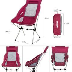 2脚-MARCHWAY アウトドアチェア キャンプ 椅子 ハイバック リクライニング 耐荷重150kgの画像