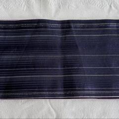 蝶柄 刺繍入り リバーシブル名古屋帯 紫×黒 ストライプの画像