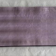 蝶柄 刺繍入り リバーシブル名古屋帯 紫×黒 ストライプ