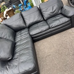 NITORI ニトリ レザー L字ソファー ブラック 195cm...