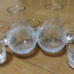 冷酒器★酒器揃★とっくり おちょこ★ヒビ加工★金縁★の画像