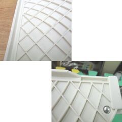 洗濯機置台 ストッパー付きキャスター 水平器付き 伸縮式 ホワイト 洗濯機かさあげ台 洗濯機パン 札幌 西岡店の画像