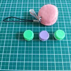 マカロン スヌーピー キーホルダー ピンク ミニマカロンフィギュア3個の画像