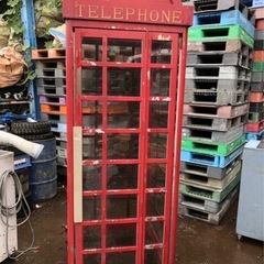 【引取限定】英国レトロ 赤色電話ボックス ロンドン風 アンティー...