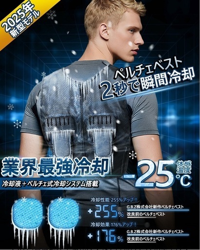 【新品未使用✨熱中症予防】ペルチェベスト 冷却ベスト 空調作業服 10000ｍAh 大容量バッテリー付き