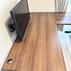 fantoni GT L型デスク 配線穴付き 幅160cm ファントーニ 濃木目の画像