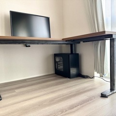 fantoni GT L型デスク 配線穴付き 幅160cm ファントーニ 濃木目の画像