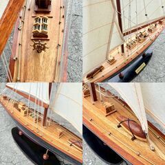 【❗️✨高級感漂う✨❗️】木製帆船模型 ENDEAVOUR（エンデバー）★高さ78cmのクラシックヨット模型／インテリアやマリンディスプレイに最適！の画像
