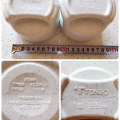 【引き渡し先決定】【無料】漬物甕　久松１号×２　白１号×１　４号×１　トンボ漬物石×２の画像