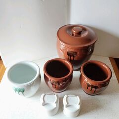 【引き渡し先決定】【無料】漬物甕　久松１号×２　白１号×１　４号...