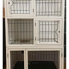 ナチュラルワン　犬猫木製ホワイトキャットケージ　ペットケージ　定...