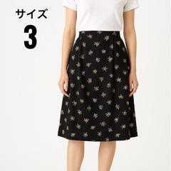 アニエスベー 花柄スカート サイズ3 ブラック系 膝丈 総柄　春...