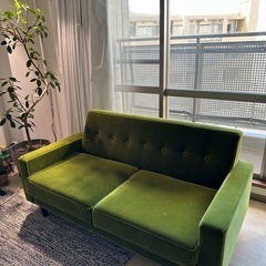 定価9.2万円】トリムソウ 昭和レトロモケットソファ グリーン 2人がけ