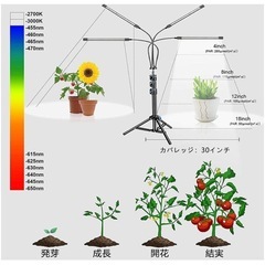 LED植物育成ライト、スタンド付き4ヘッドプラントライトの画像