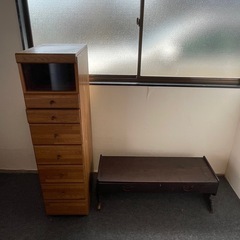 【差し上げます】アンティーク テレビ台 小物入れ ボックス セット 