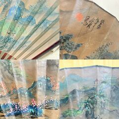 【❗️✨特大サイズ✨❗️】大型装飾扇子🎐 絵画入り 🖼中華風インテリアに✨横幅135cm❗️の画像