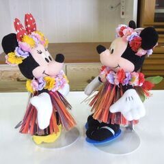 applause レア ミッキー ミニー ハワイアン ぬいぐるみセット スタンド付き フラダンス レイ ディズニー 札幌市 新道東店の画像