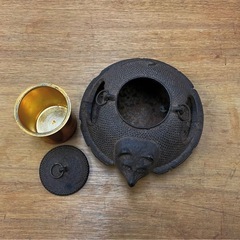 分福茶釜 ぶんぶく たぬき 狸 南部鉄器 灰皿 工芸品 骨董品の画像