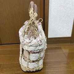 リボンレース付きかごバッグ バスケットの画像
