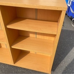 収納棚　ラック　キャスター付き　マルチラック　木製　押入れ収納　隙間収納　　本棚　棚板3枚　調節可　中古　③の画像