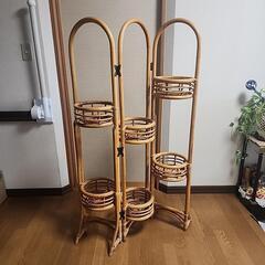 折りたたみ式ラタンプランターラック(花置き台)