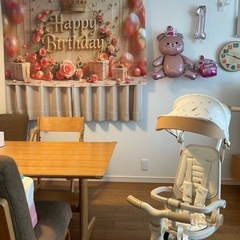 1歳　女の子　誕生日飾り4点セット