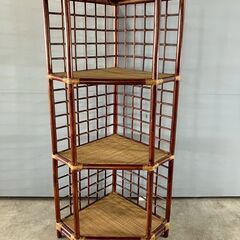 藤家具 ラタン コーナーラック ハイチェスト チェスト ラック シェルフ 飾棚 収納家具 レトロ RW441の画像