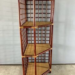 藤家具 ラタン コーナーラック ハイチェスト チェスト ラック シェルフ 飾棚 収納家具 レトロ RW441の画像