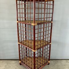 藤家具 ラタン コーナーラック ハイチェスト チェスト ラック シェルフ 飾棚 収納家具 レトロ RW441の画像