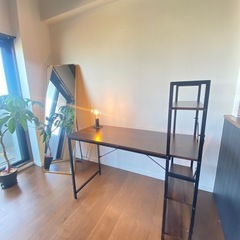 サイドテーブル　棚付きデスク
