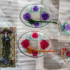 【終了】・ガラス洋皿・グラスの画像