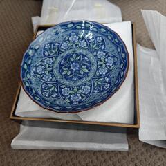 【新品未使用】緑彩草花紋 二段重付銘々皿揃（お皿5枚付き）の画像