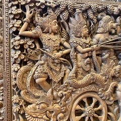 バリ島木彫り彫刻品（115cm×62cm）の画像