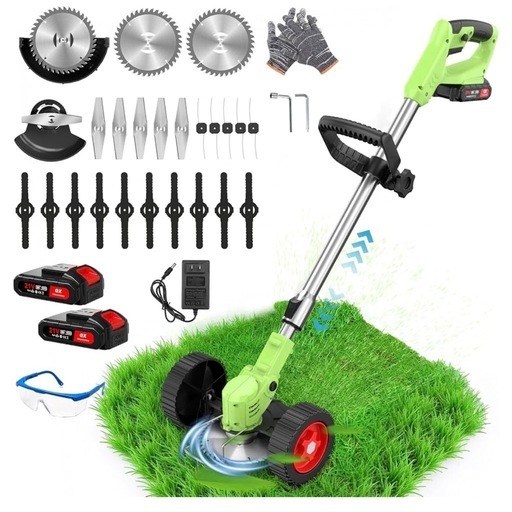草刈り機 充電式 高出力 大容量 バッテリー 2個 伸縮式 車輪付き 角度調整
