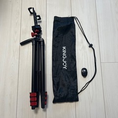 スマホ カメラ 三脚 アルミ製 軽量三脚 4段階伸縮 全高135cm 360° 回転対応 リモコン タブレット ホルダーの画像