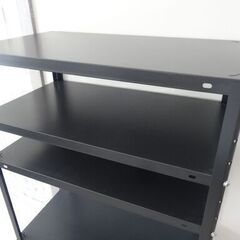 2,000円 USED 4段 スチール シェルフ 高さ約120cm 黒 ブラック インテリア 飾り棚 オープンラックの画像