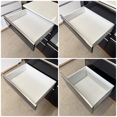 【美品‼️】大川家具 100cm幅キッチンカウンター ミドルレンジボード 食器棚 収納家具 艶あり木目調ブラック♪の画像