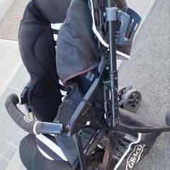 GRACO（グレコ）　シティライトRアップ　ボーダー（BK）　軽量ハイシートベビーカー　足カバー付　 大型ワイドタイヤ仕様の画像