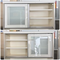 【新品同様‼️】パモウナ 90cm幅キッチンボード 食器棚 収納家具 ホワイト♪の画像