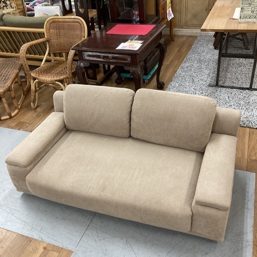 S108 ⭐ MODERN DECO モダンデコ 2Pローソファ 洗えるカバーリング 幅135cm USED 綺麗 