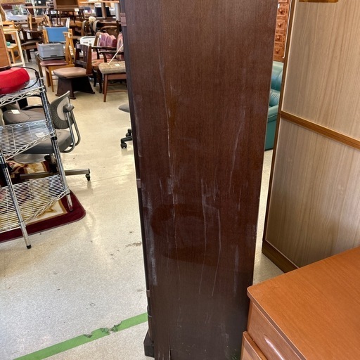 K2506-171 大久保家具 ガラスキャビネット ダークブラウン キズ汚れ有り
