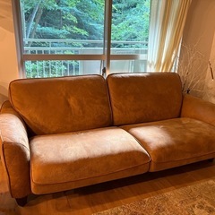 【取引中】レザーテックス　ソファ3人　Columbus ペット　ビンテージ 　　の画像