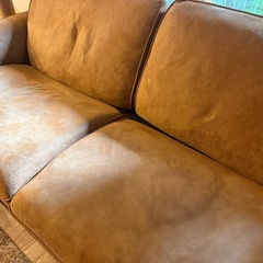 【取引中】レザーテックス　ソファ3人　Columbus ペット　ビンテージ 　　の画像