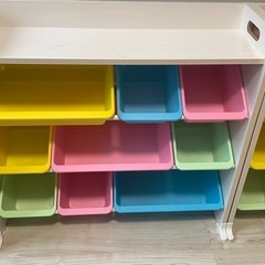 【2個セット】おもちゃ収納ボックス付き　天板付き