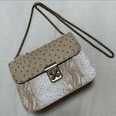 スネークスキン ショルダーバッグ ベージュ(浴衣)