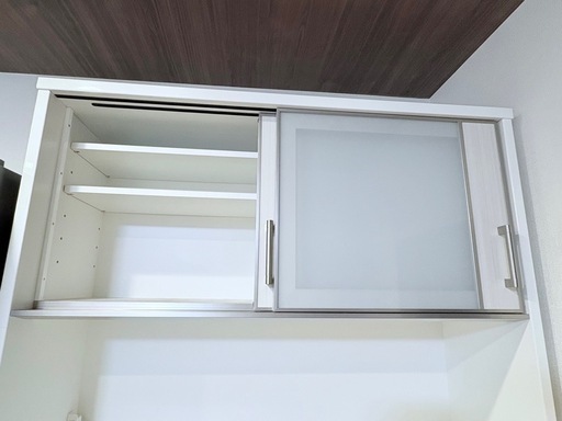 大幅お値下げしました！【美品】ニトリ 食器棚　キッチンボード ポスティア　幅120cm　ホワイト  白　木目調