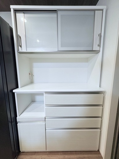 大幅お値下げしました！【美品】ニトリ 食器棚　キッチンボード ポスティア　幅120cm　ホワイト  白　木目調