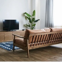 関家具　オーカー(ジクロ)ソファ 2.5人掛　オットマン付属　クラッシュゲートの画像